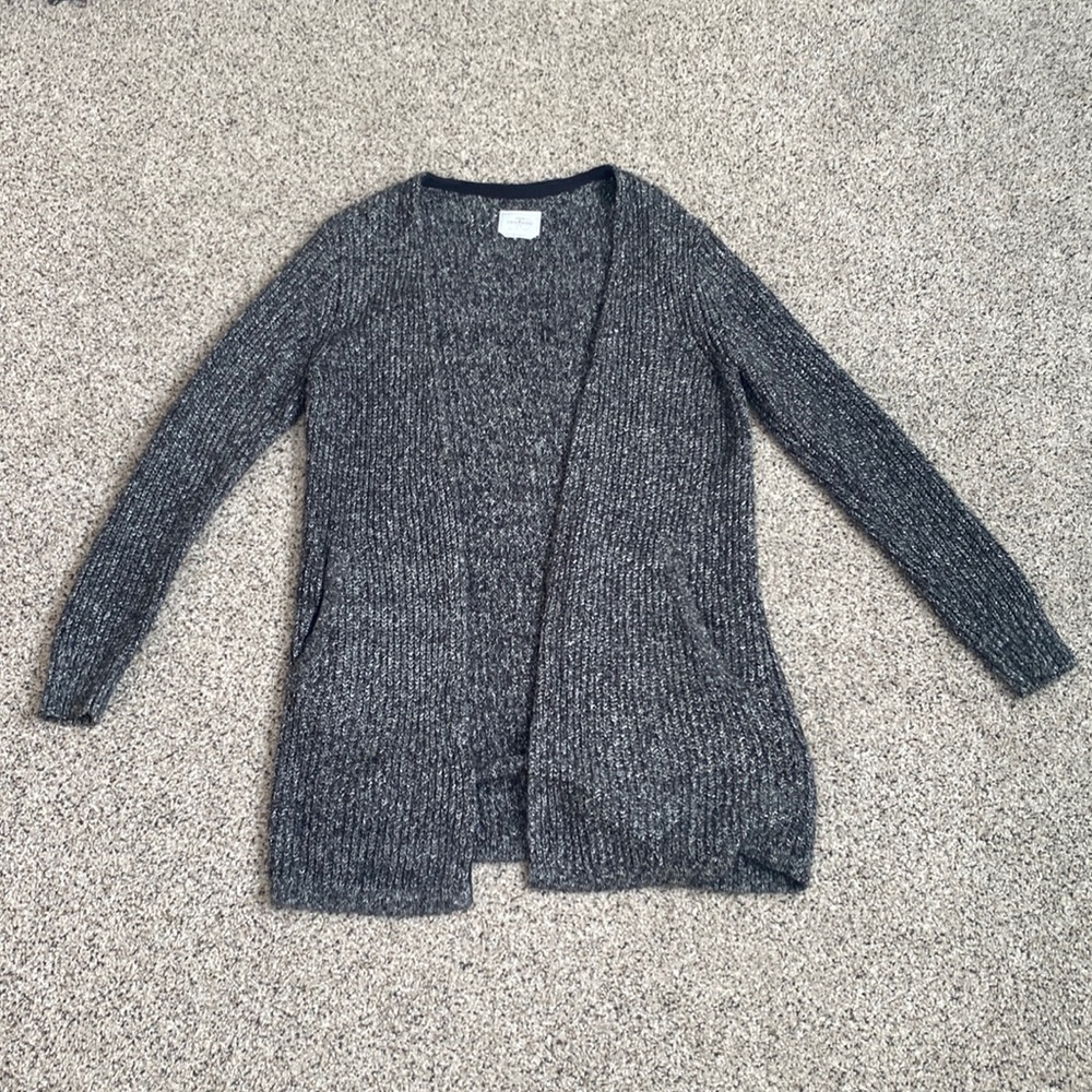 Your Neighbors Extended Length Knit Cardigan (Grey/White/Black) - L
